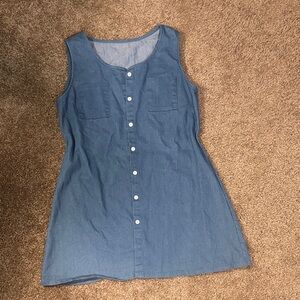 Sleeveless Blue Denim Button Down Mini Dress